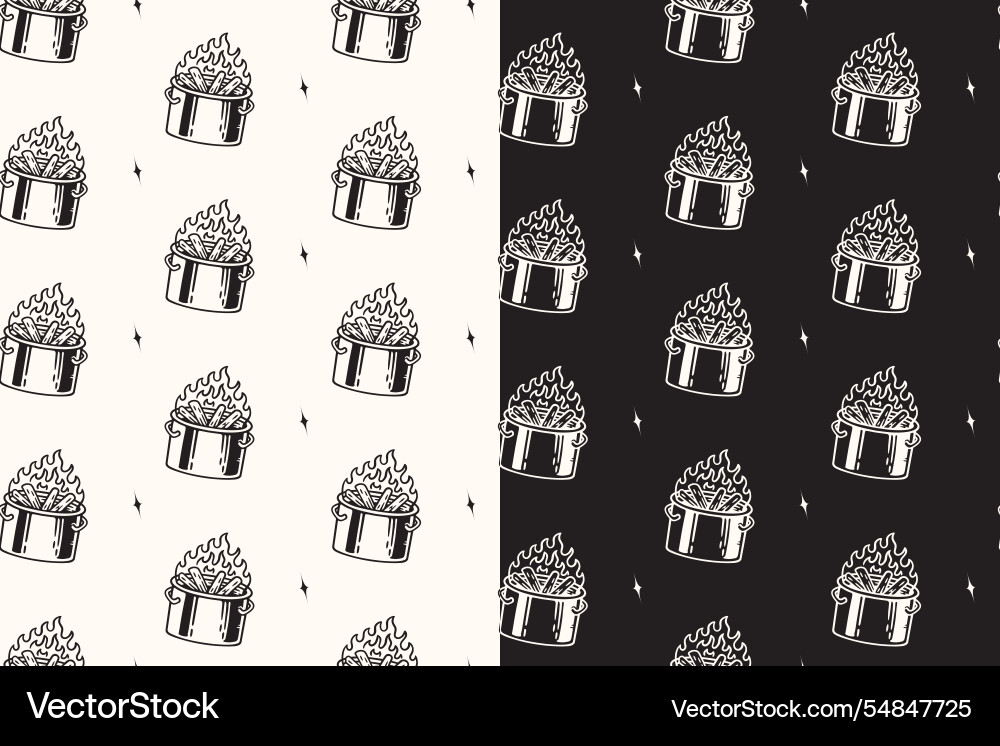 Campfire barrel with bold pattern background set Vector Image