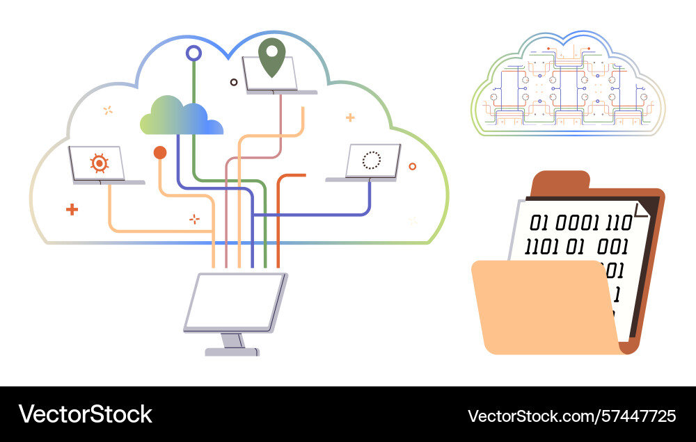 Cloud computing concept with data storage Cloud computing concept with data storage vector image