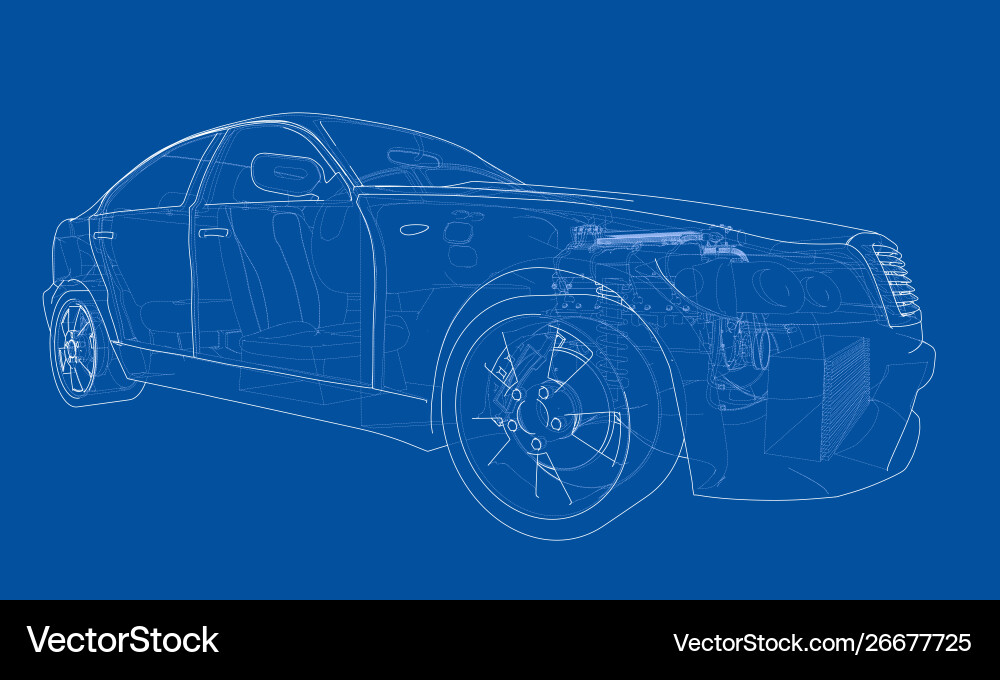 Concept car rendering 3d Vector Image