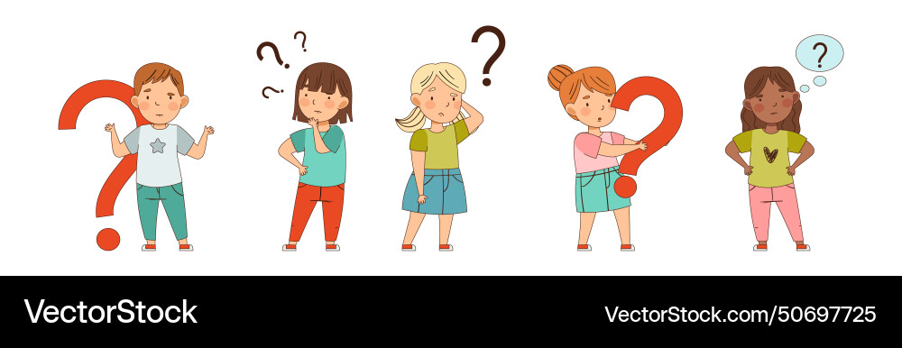 Curious kid character with question mark Curious kid character with question mark vector image