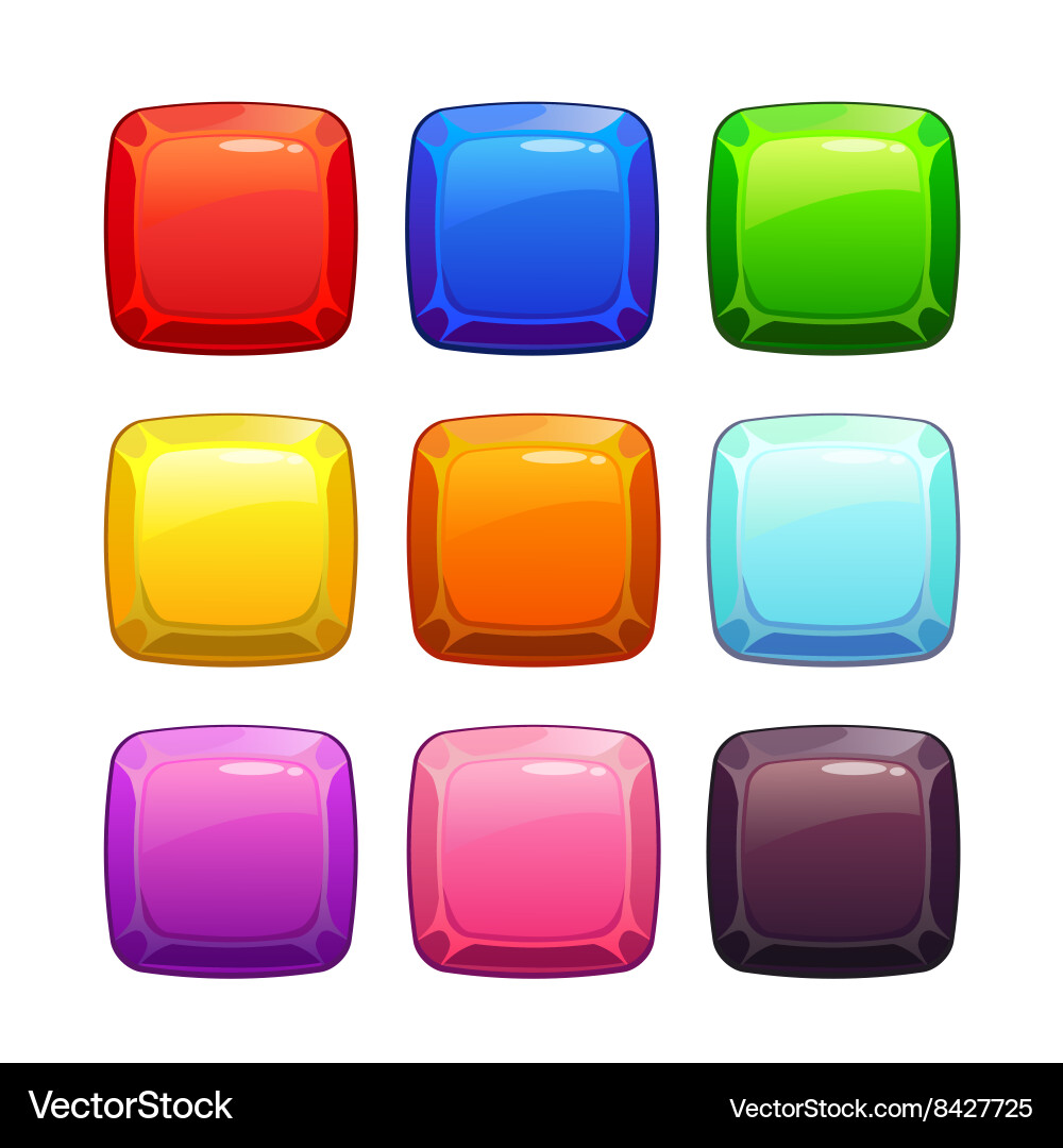Glossy Stone Buttons - Square Set vector image