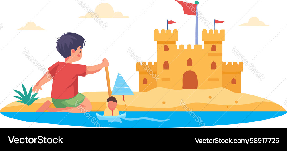 Kids Playing with Ribbon Blocks Vector Image