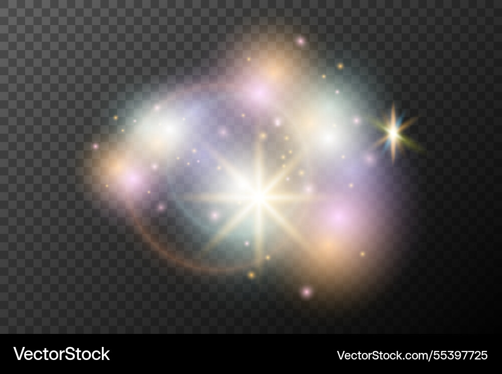 Light flash effect with flares and glow Vector Image