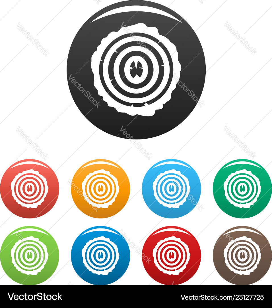 Tree rings icons set color Tree rings icons set color vector image