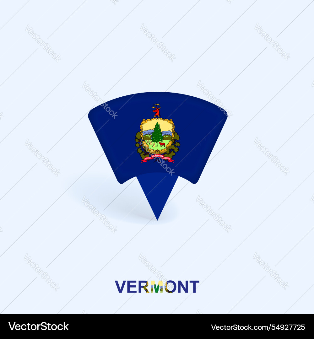 Vermont Flag Map Pointer Design mit Schatten Vermont Flag Map Pointer Design mit Schatten vektorbild