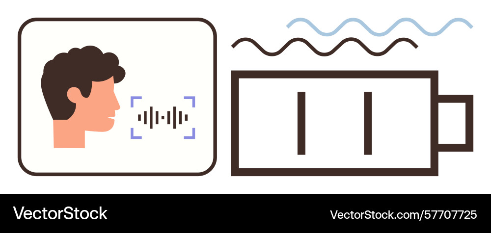 Voice recognition and battery efficiency for audio Voice recognition and battery efficiency for audio Vector Image