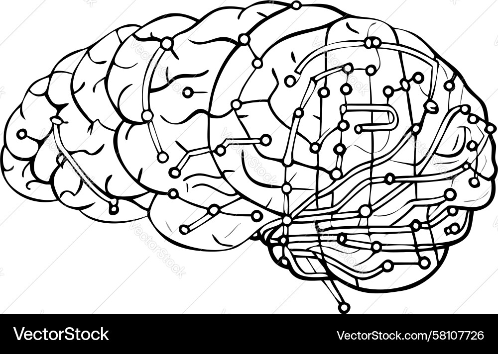 AI Brain Circuit Network Vector Image