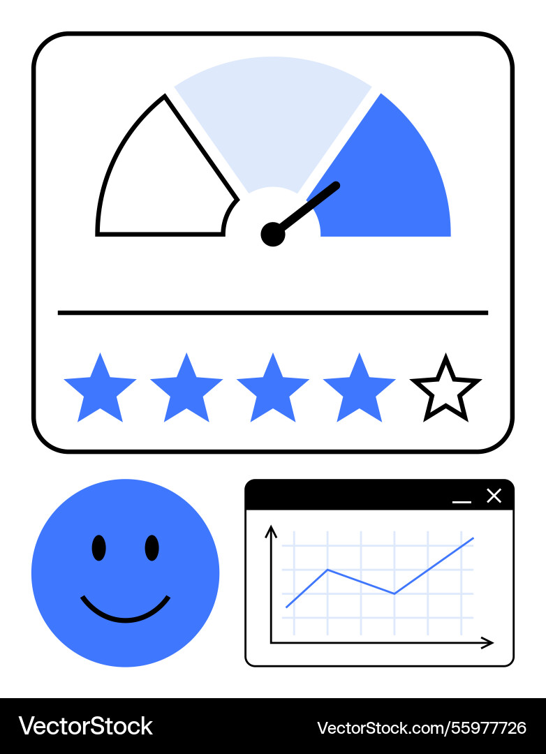 Customer satisfaction meter with rating stars Vector Image