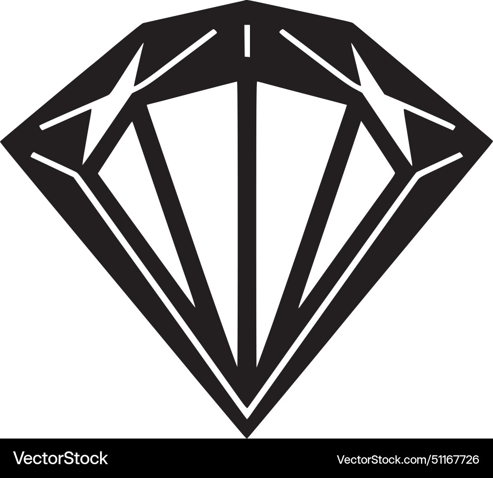 Diamond - black and white isolated icon Royalty Free Vector
