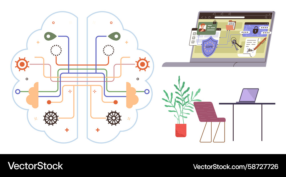 Digital security and artificial intelligence Digital security and artificial intelligence Vector Image