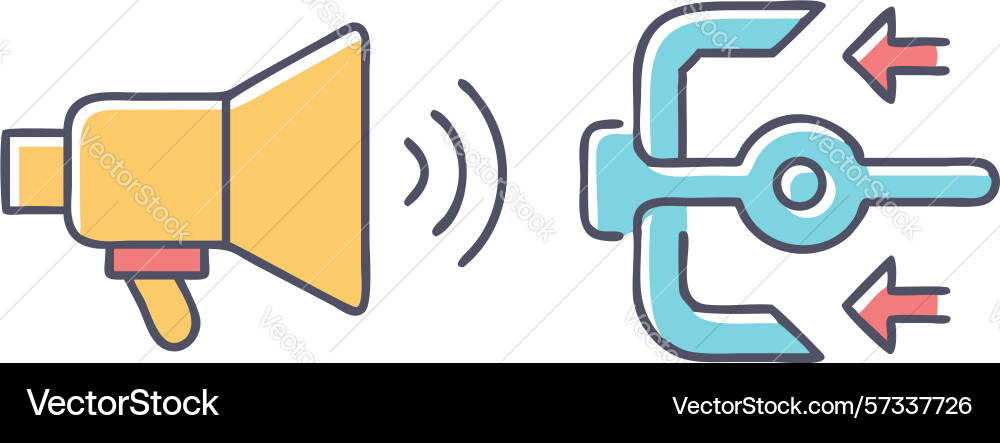 Megaphone with interlocking elements icon design Megaphone with interlocking elements icon design vector image
