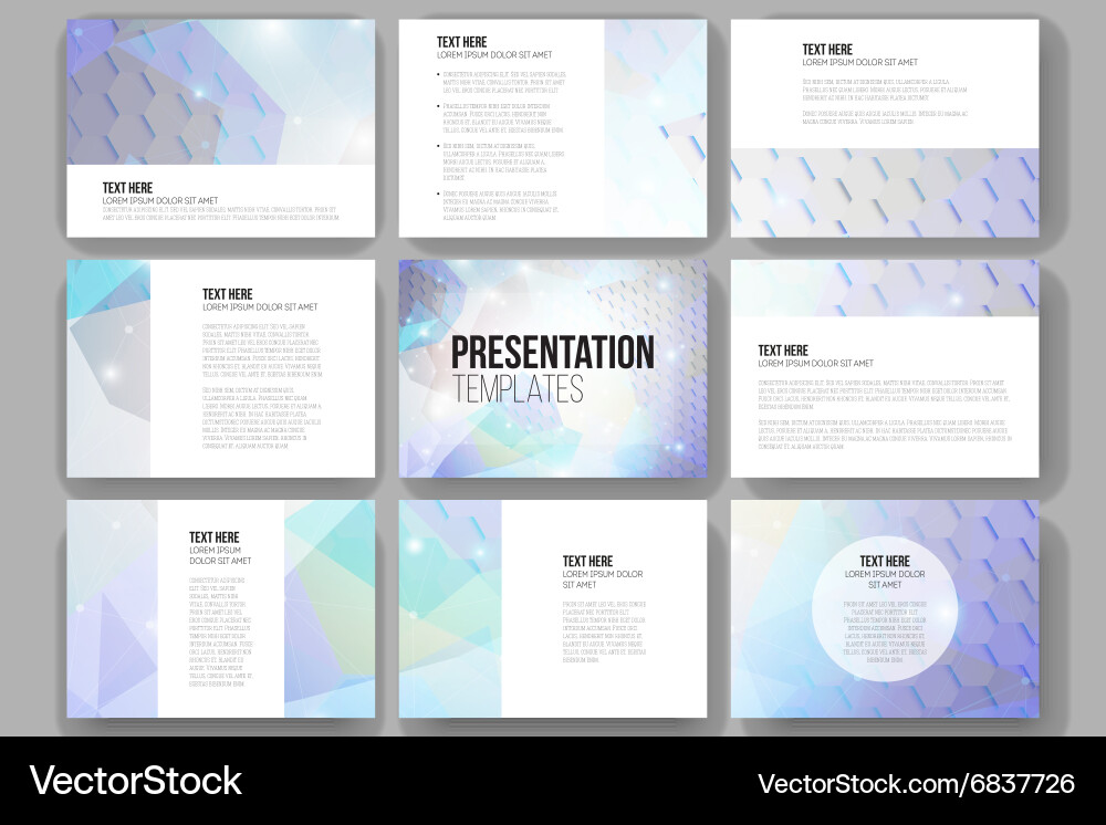 Set of 9 templates for presentation slides vector image