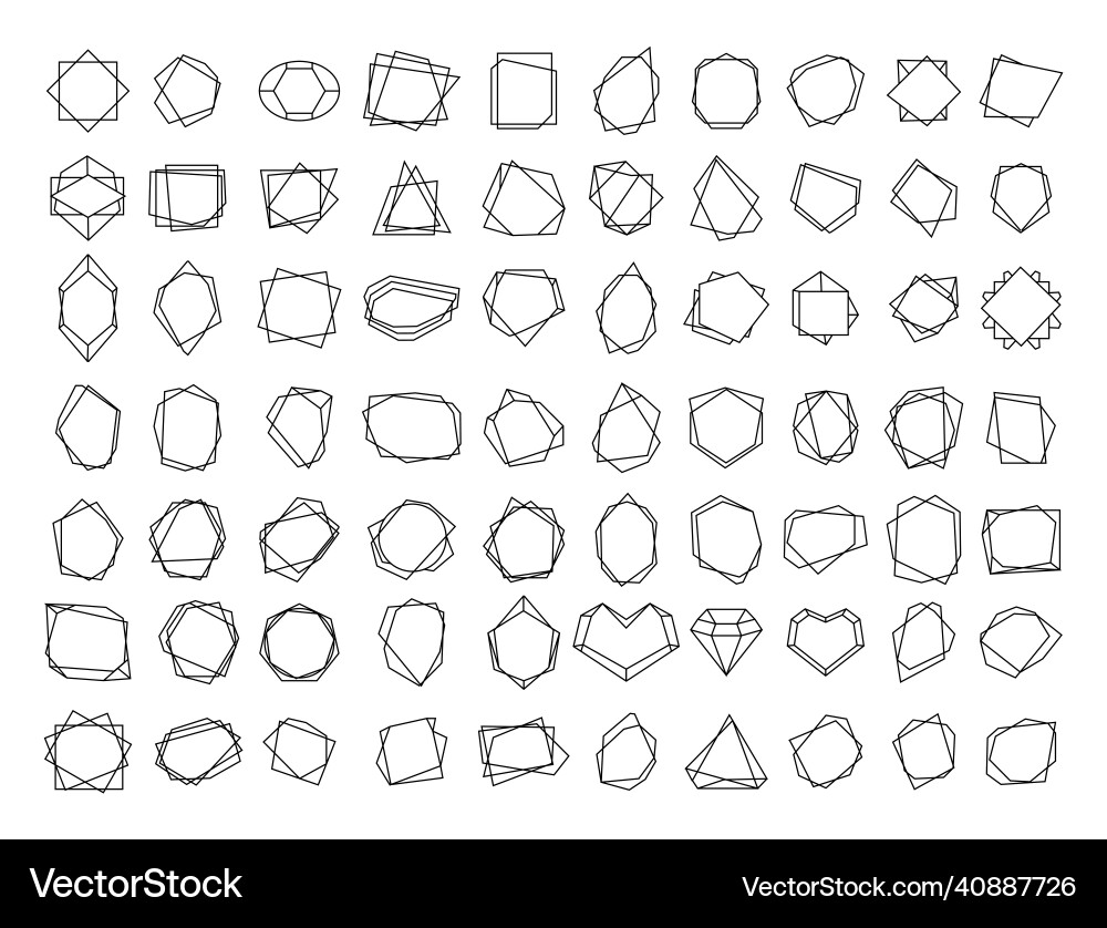 Set of black polygonal linear frames Set of black polygonal linear frames vector image