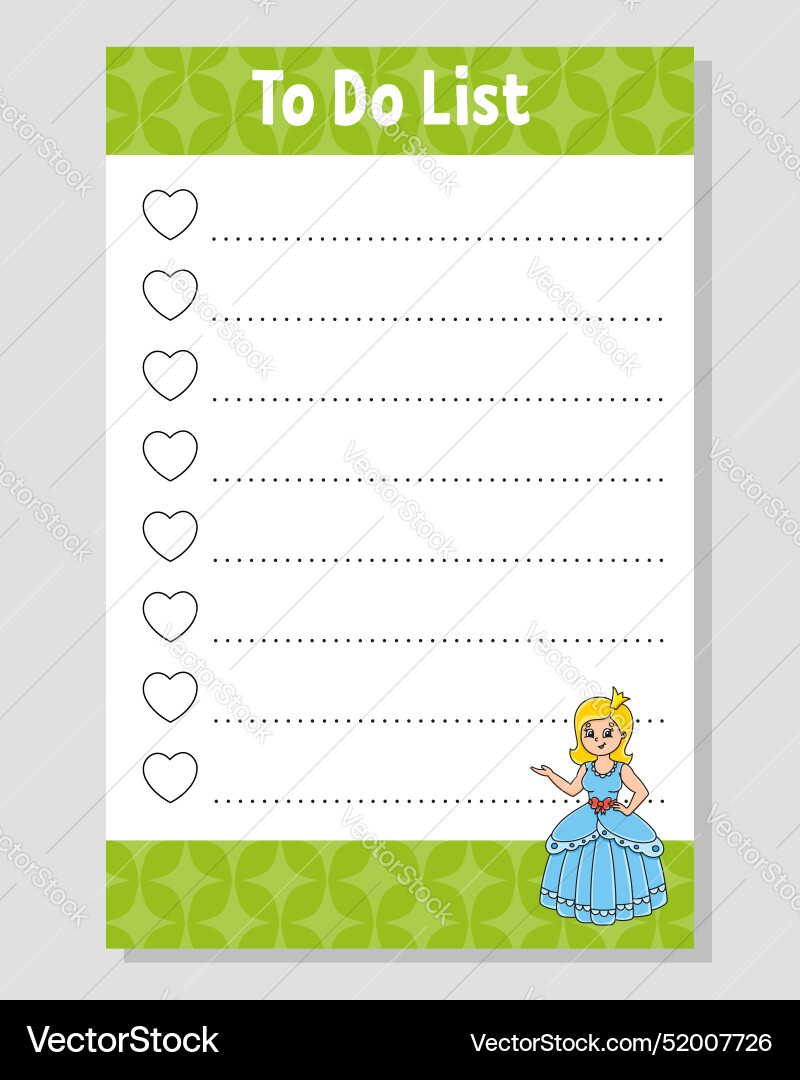 To do list for kids empty template To do list for kids empty template Vector Image
