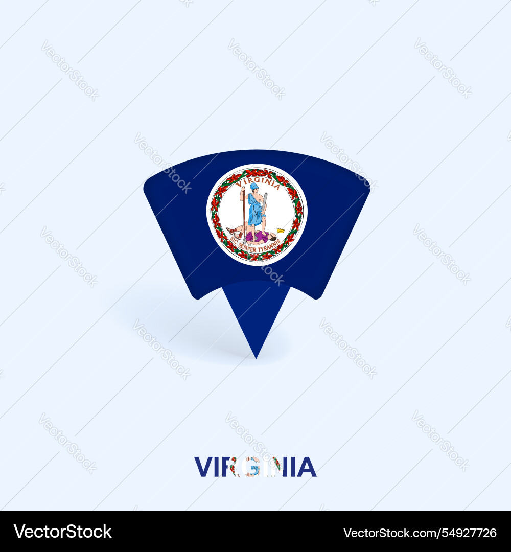 Virginia Flag Map Pointer Design mit Schatten Virginia Flag Map Pointer Design mit Schatten vektorbild
