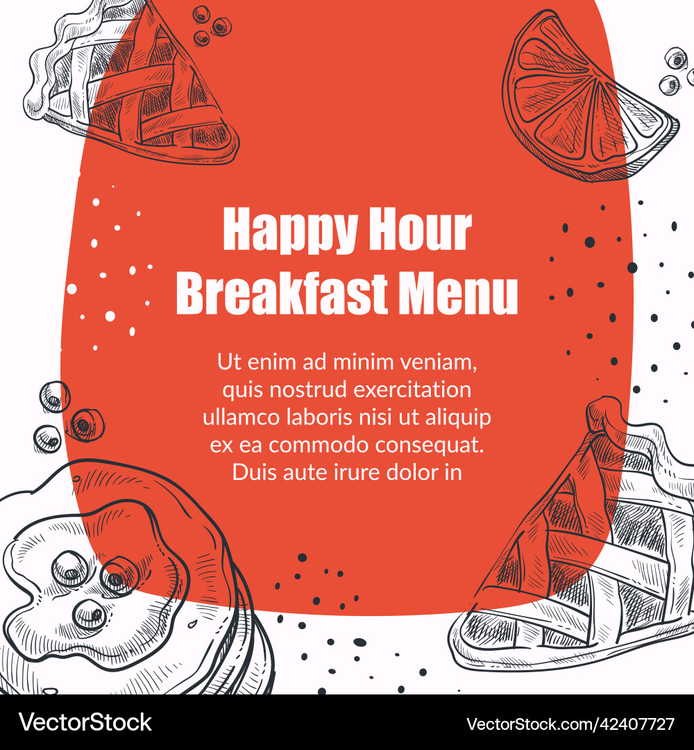 Happy Hour Frühstücksmenü Desserts und Snacks Happy Hour Frühstücksmenü Desserts und Snacks vektorbild