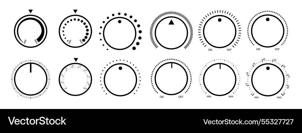 Round scale and controller volume level knob Round scale and controller volume level knob vector image