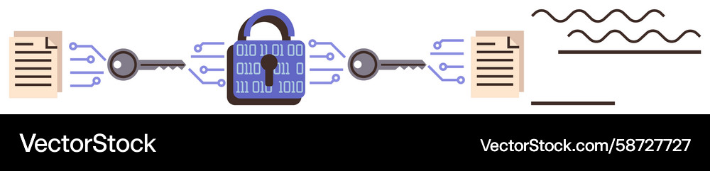Secure data encryption process linking documents Secure data encryption process linking documents Vector Image