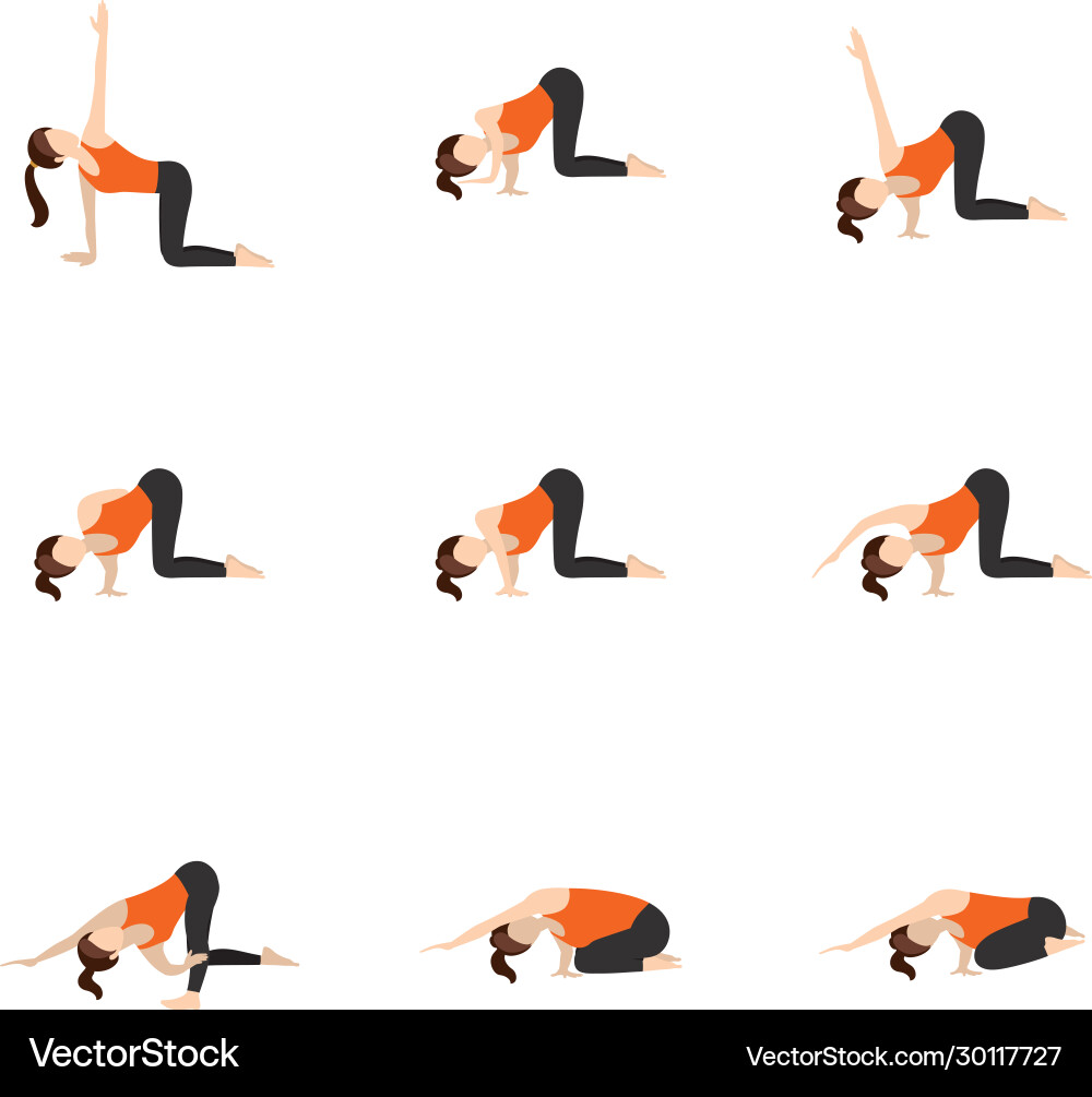 Shoulder stretch variations yoga asanas set Shoulder stretch variations yoga asanas set vector image