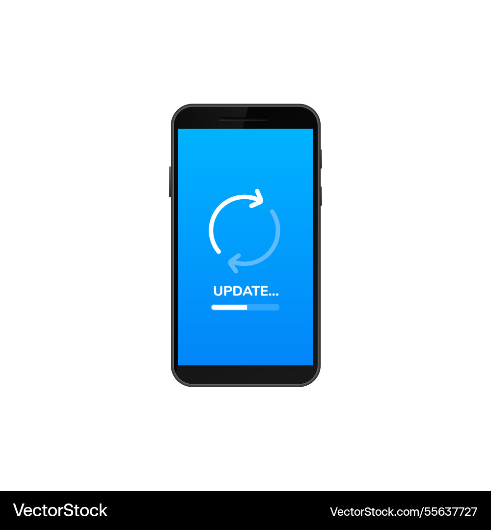 Smartphone displaying software update progress vector image