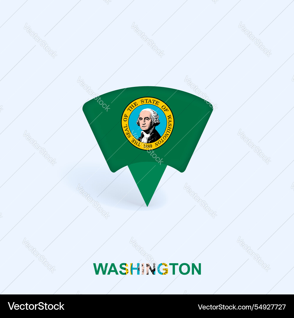 Washington Flag Map Pointer Design mit Schatten Washington Flag Map Pointer Design mit Schatten vektorbild