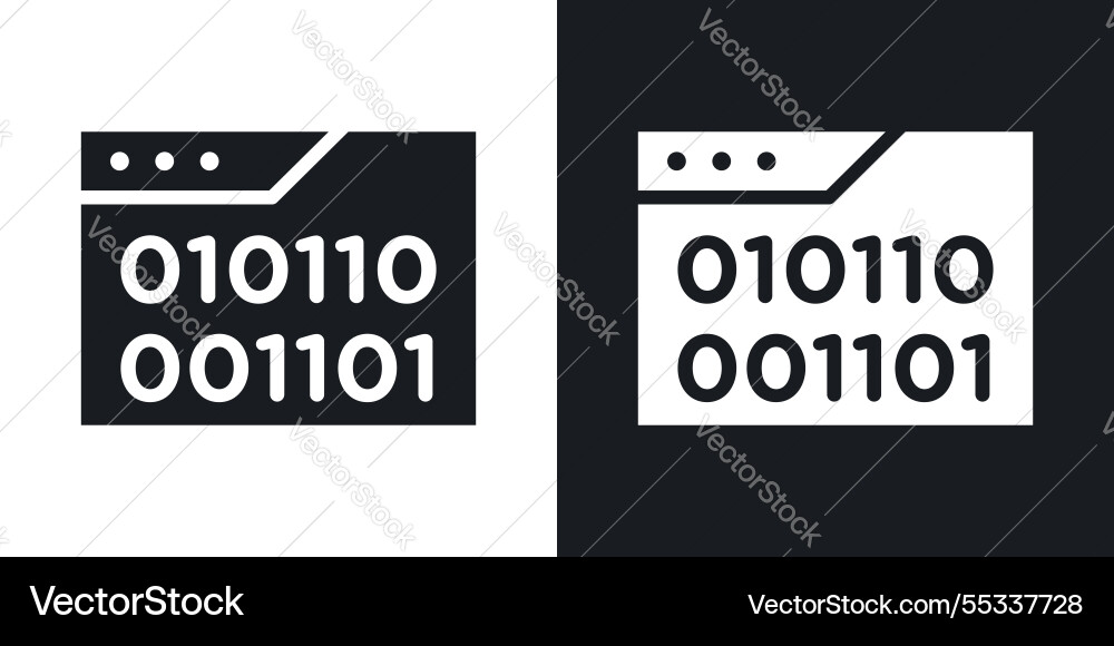Binary code icons set black and colored style Binary code icons set black and colored style vector image