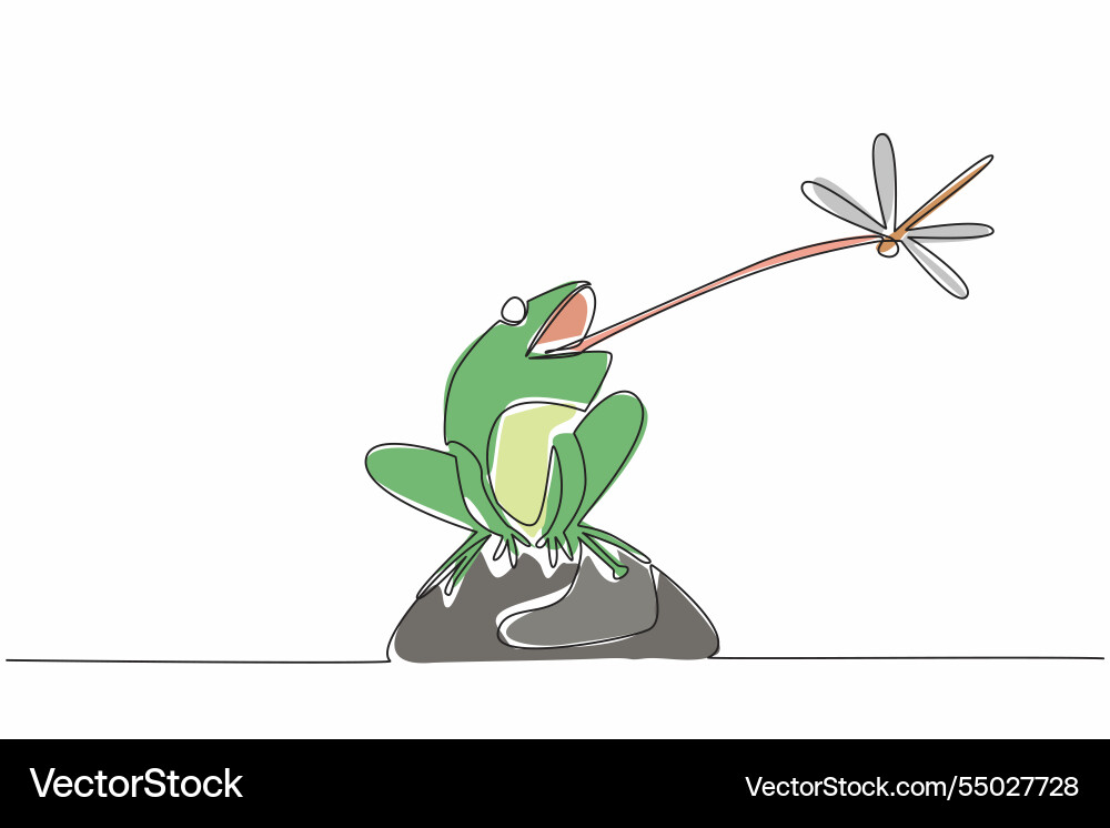 Vector Line Drawing Frog Continuous one line drawing frog sitting Vector Image