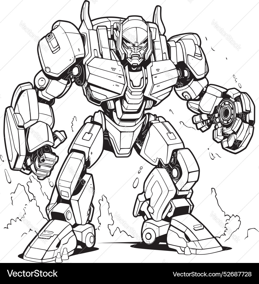 Digital warfare transforming robot with design Digital warfare transforming robot with design vector image