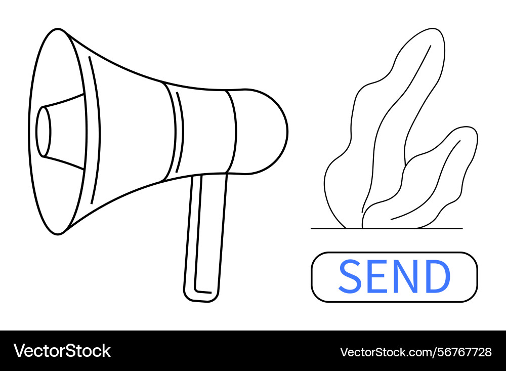 Megaphone and send button symbolizing Megaphone and send button symbolizing vector image