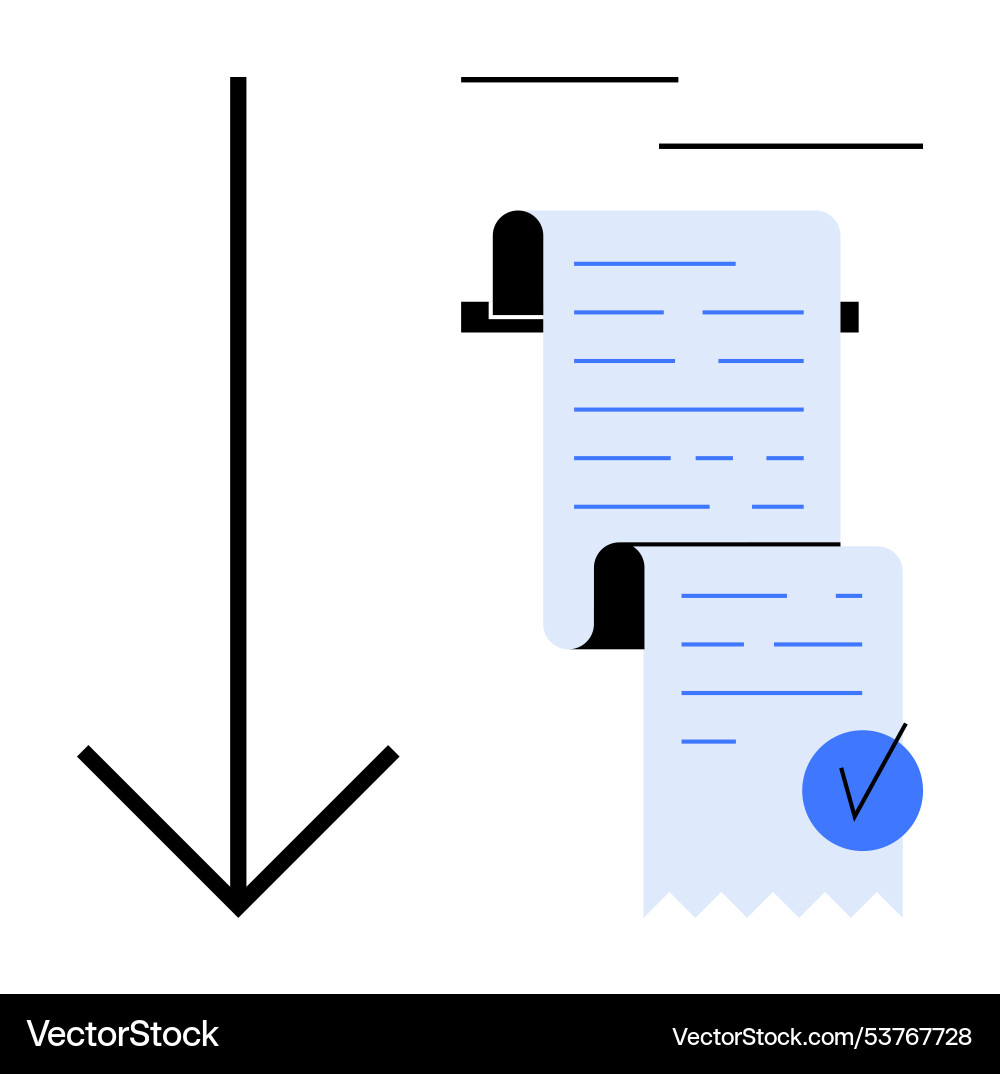 Receipt with check mark and downward arrow Receipt with check mark and downward arrow vector image