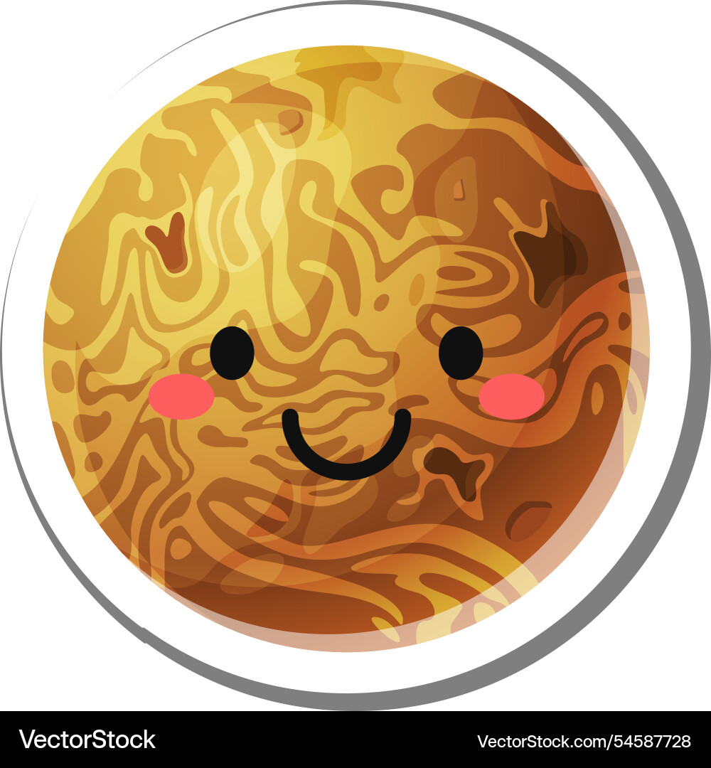 Round sticker of a kawaii style smiling jupiter Round sticker of a kawaii style smiling jupiter vector image