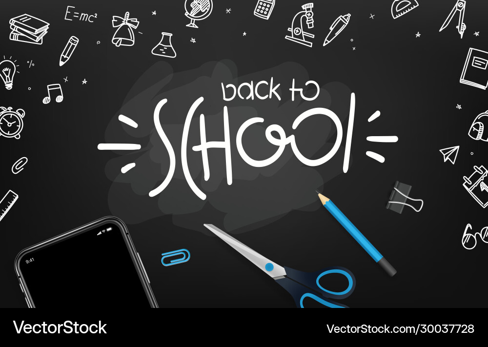 School chalkboard with different objects School chalkboard with different objects vector image