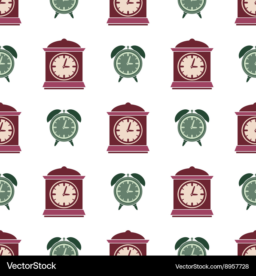Seamless pattern with clock Vector Image