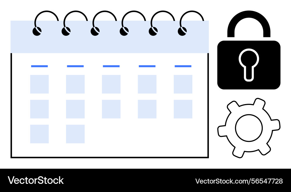 Secure calendar management with lock and settings Secure calendar management with lock and settings vector image