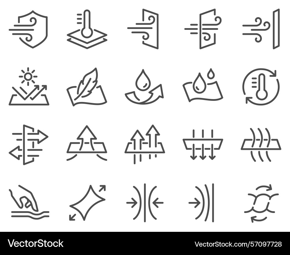 Simple set of fabric properties related line Simple set of fabric properties related line vector image