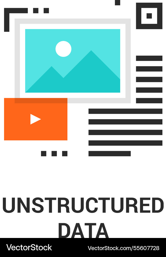 Unstructured data flat line icon design concept Unstructured data flat line icon design concept vector image