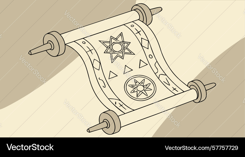 Ancient scroll with intricate design design vector image