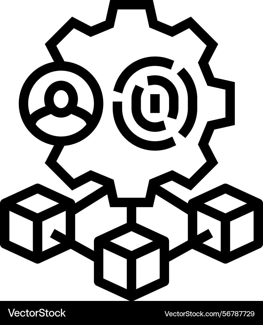 Blockchain based identity verification line icon Vector Image