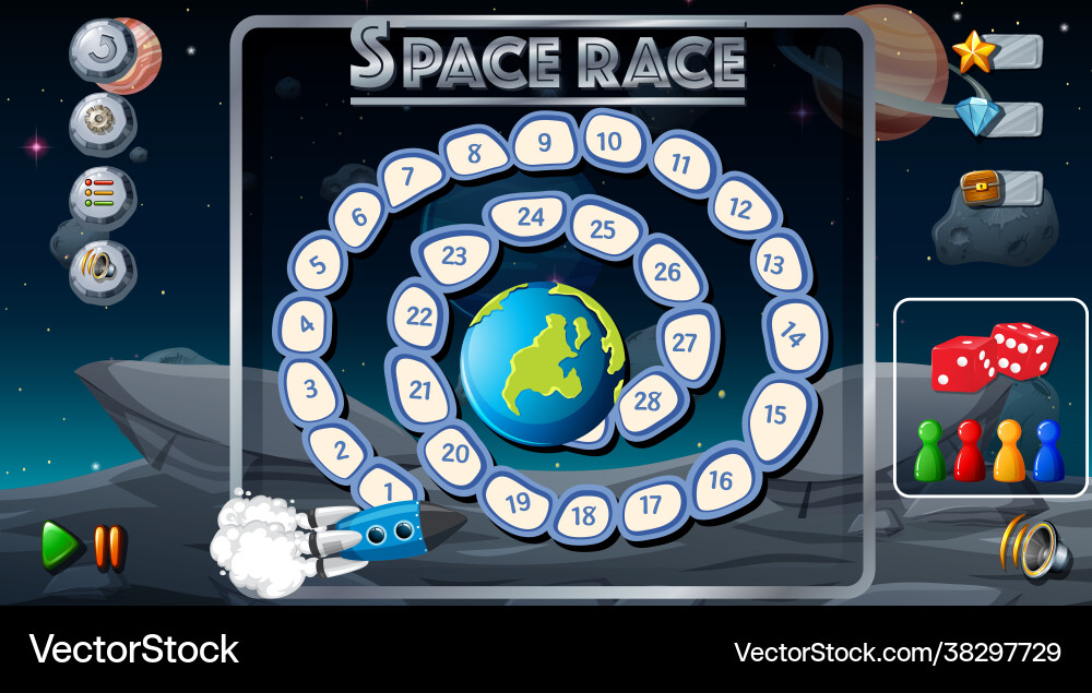 Board game with space theme template vector image