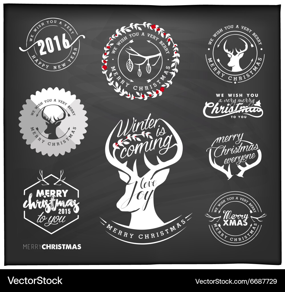 Christmas design elements badges and labels vector image