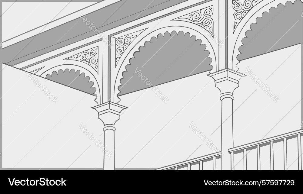 Classical architectural columns with ornate vector image