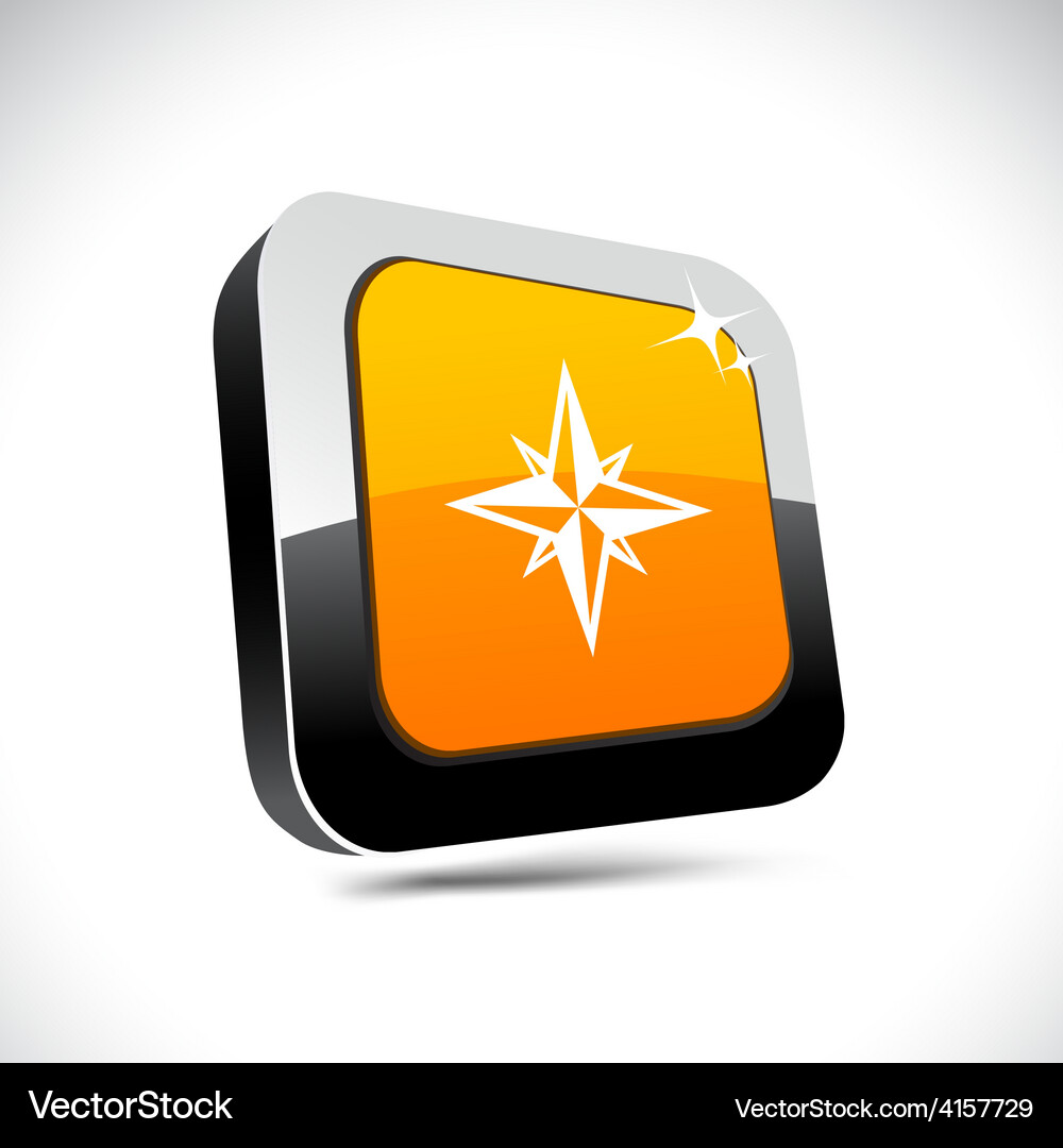 Compass 3d square button Vector Image