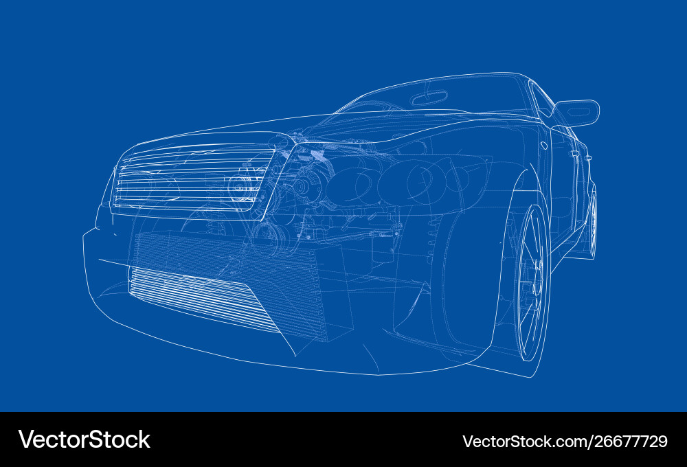 Concept car rendering 3d Concept car rendering 3d Vector Image