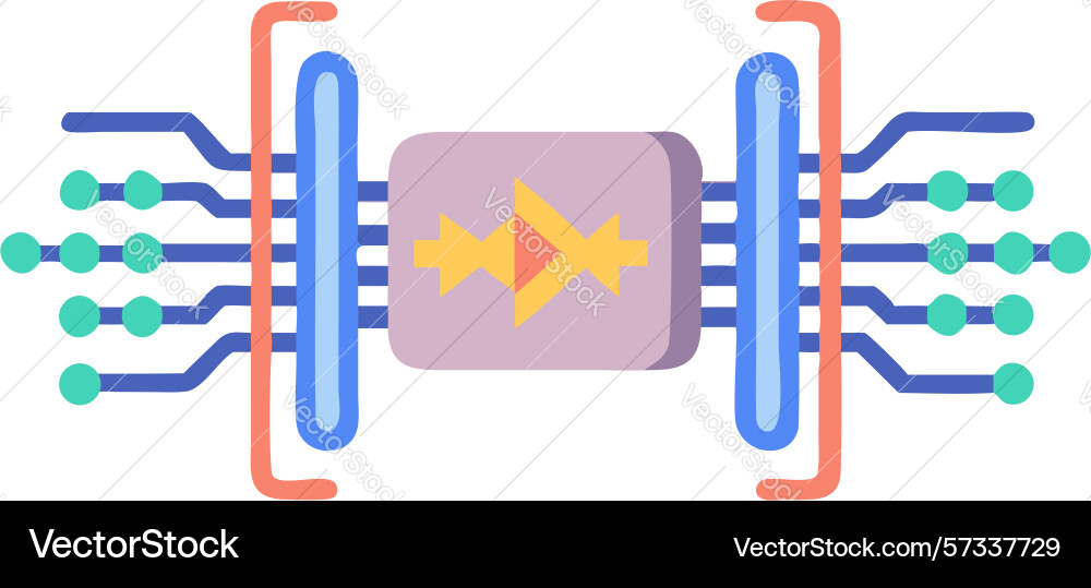 Digital data flow with connected circuits design vector image