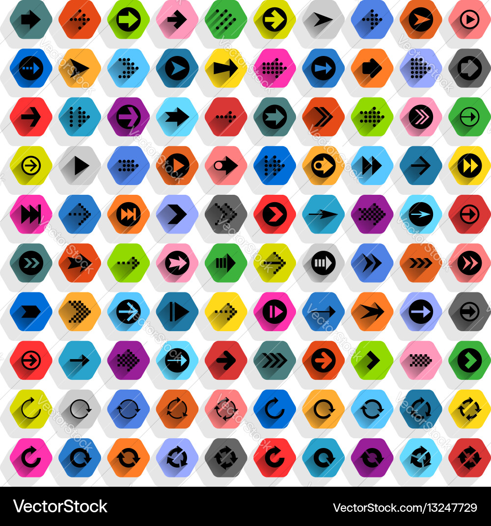 Flat arrow icon hexagon web button vector image