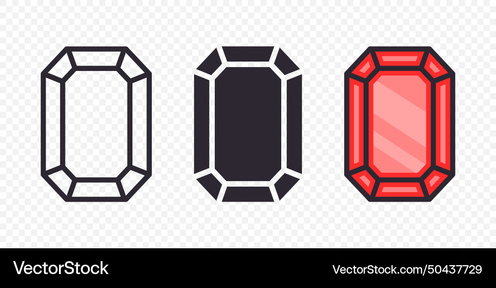 Flat simple minimalistic gemstone icons set Flat simple minimalistic gemstone icons set vector image