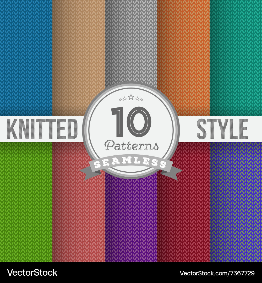 Knitted style seamless pattern set eps10 vector image