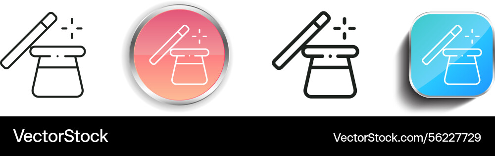 Magic hat icon thin linear regular and button vector image