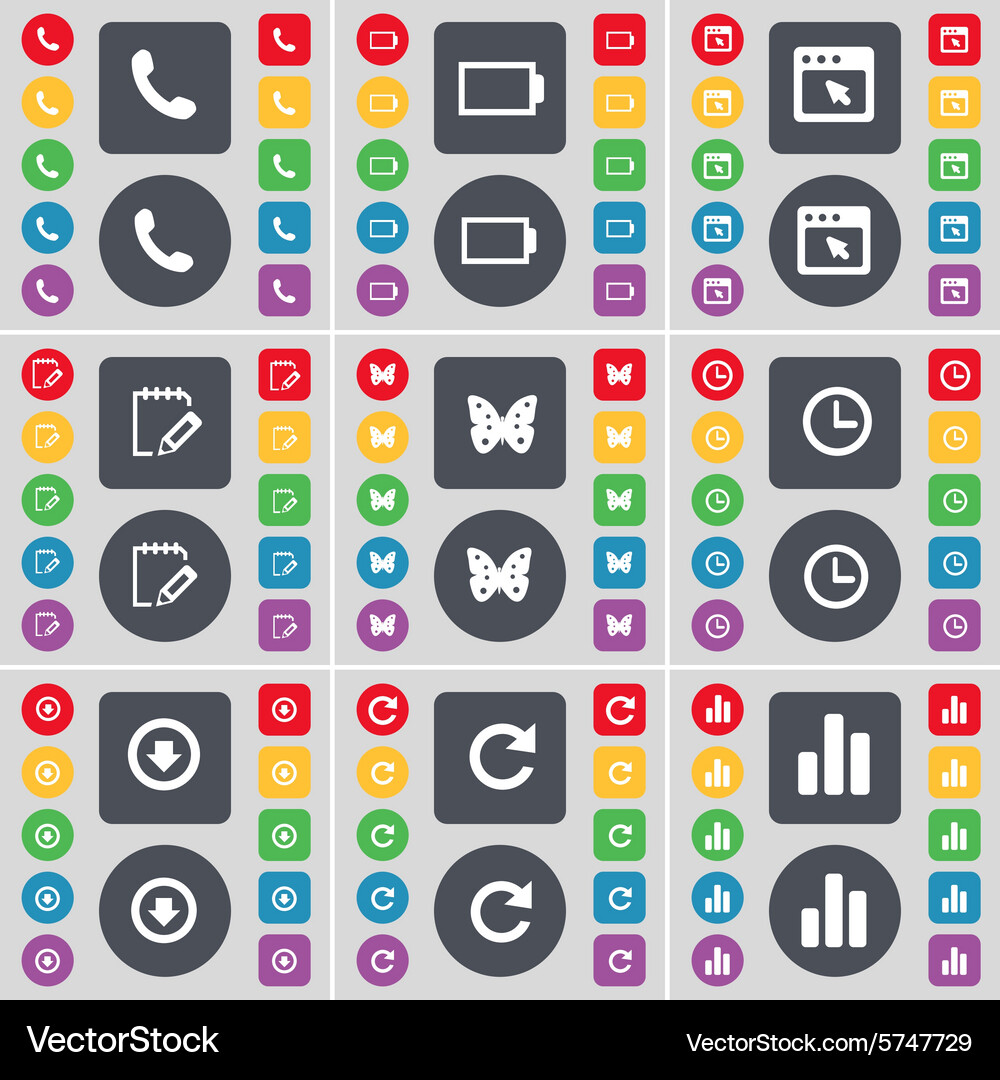 Receiver battery window notebook butterfly clock Vector Image