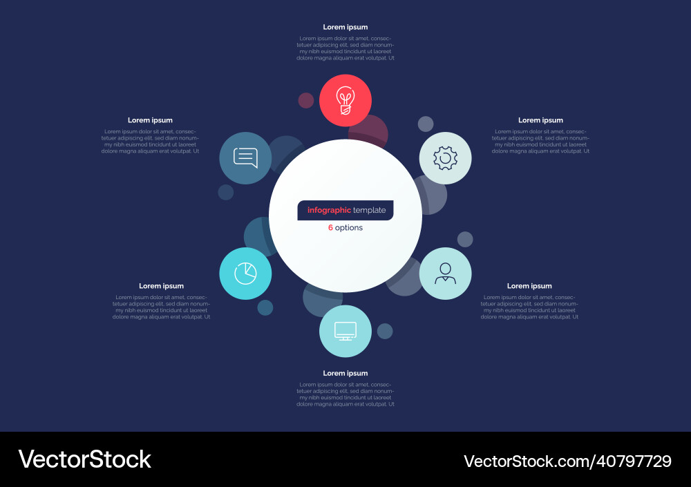 Six option circle infographic design template vector image